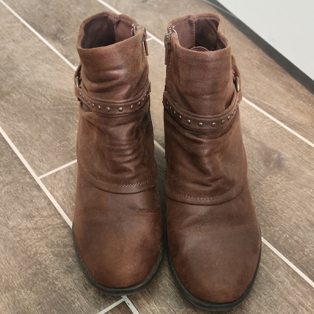 BareTraps Brown Ankle Booties with Studded Strap